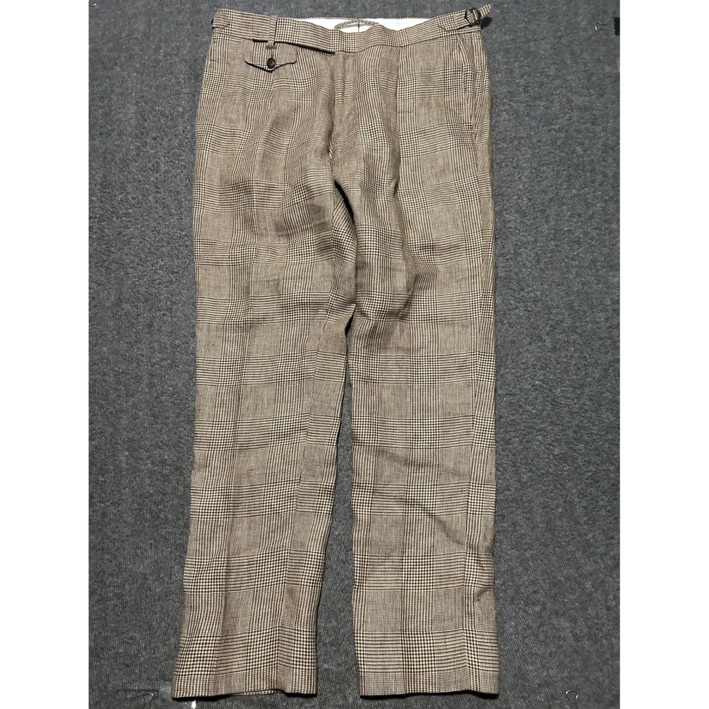 Suitsupply brentwood linen baird mcnutt irish linen pants fit 36X32 houndstooth